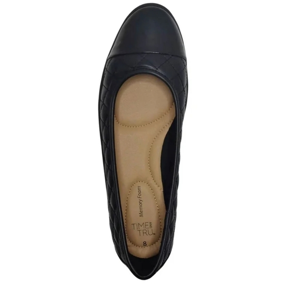 Time and Tru Women's Cap Toe Quilted Ballet Flats, Wide Width Size 8W NWT - Picture 2 of 7